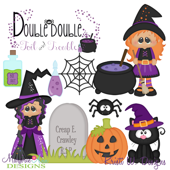 Double Double Toil & Trouble SVG Cutting Files + Clipart - Click Image to Close